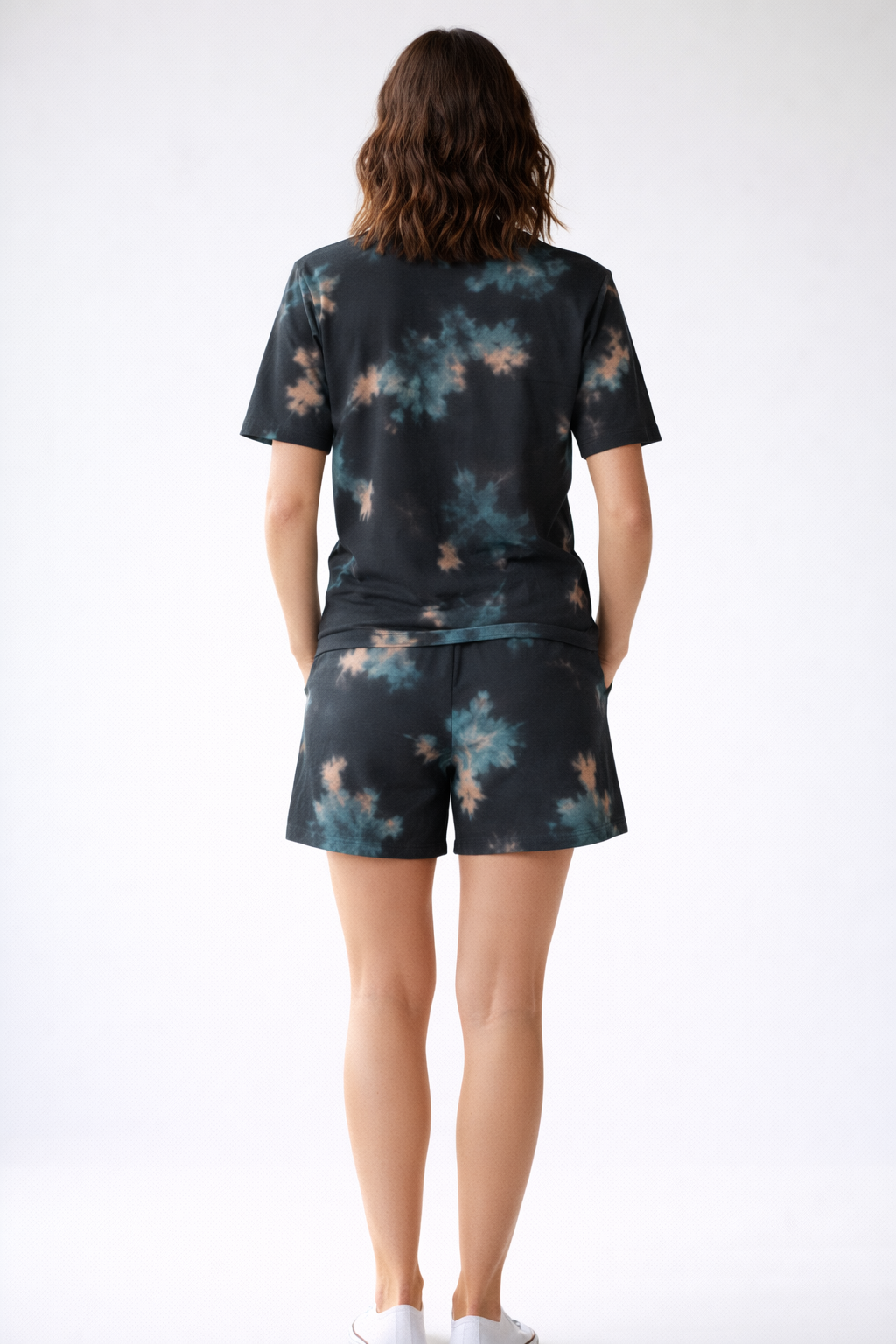 Two-Piece Tie-Dye Beach Set, T-Shirt and Shorts, Swimwear Swim Costume Two Piece Tshirt Shorts Swimming Suit for Women