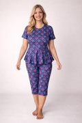 PINZY Women Two PIS Swimming Suit Printed Frock Style top with Same Printed Capri for Swimming, waterpark, Water Sports